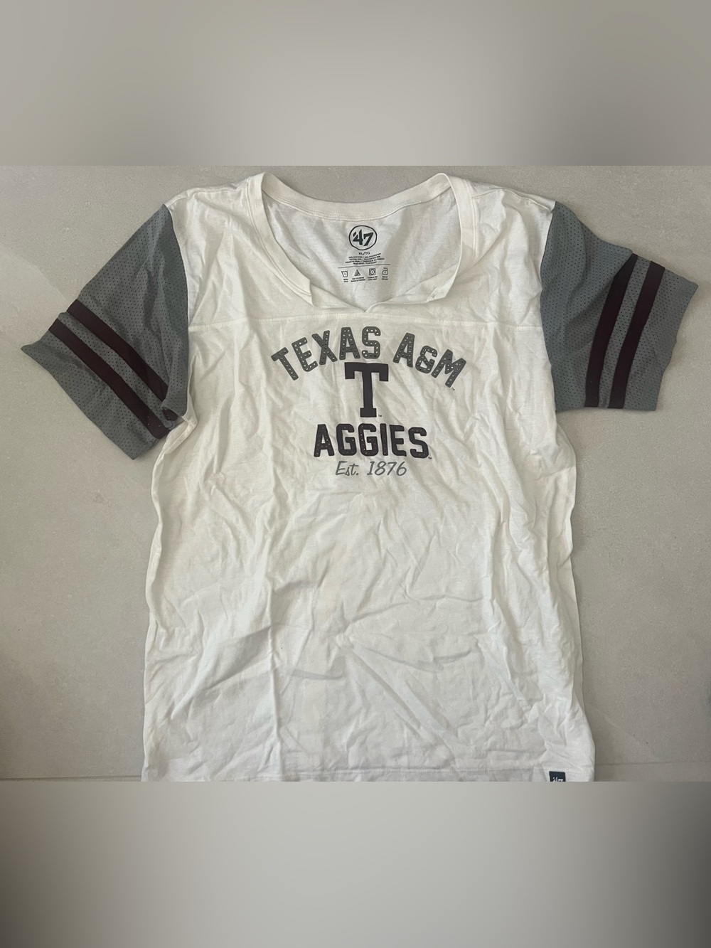 '47 Texas A&M Aggies White & Gray Short Sleeve Tee
